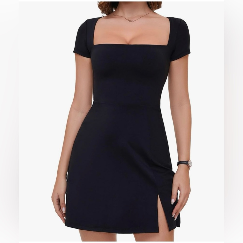 Square Neck Short sleeve mini dress